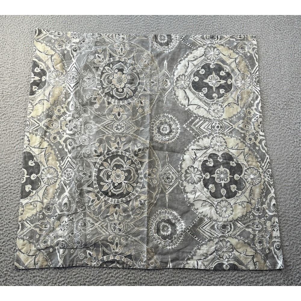 Pottery Barn Jacquelyn Medallion Euro Sham Gray Tan 100% Cotton